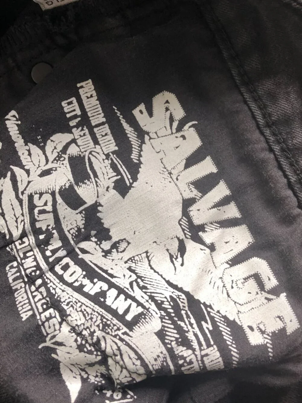Salvage Jeans Mens 38x30 Black Riot Taper Athletic Stretch Embroidered MMA - Picture 5 of 14